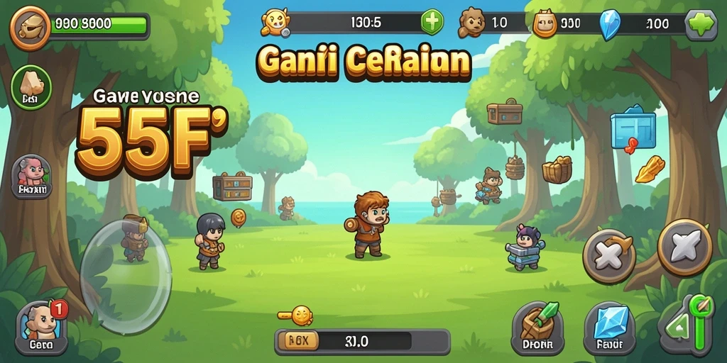 Screenshot gameplay <strong>555F</strong> yang menunjukkan elemen Idle yang menarik.