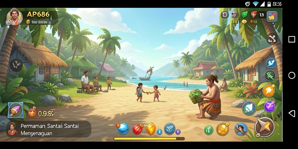 Tampilan gameplay AP686 yang ceria dan menantang.