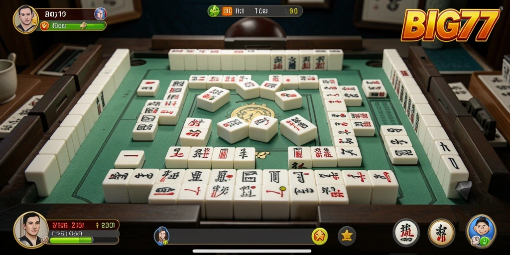 Tampilan menarik dari gameplay Mahjong di BIG77.