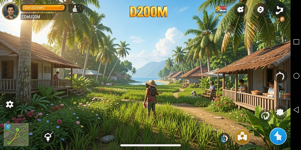Tampilan menarik dari gameplay D200M yang menghibur dan penuh warna.