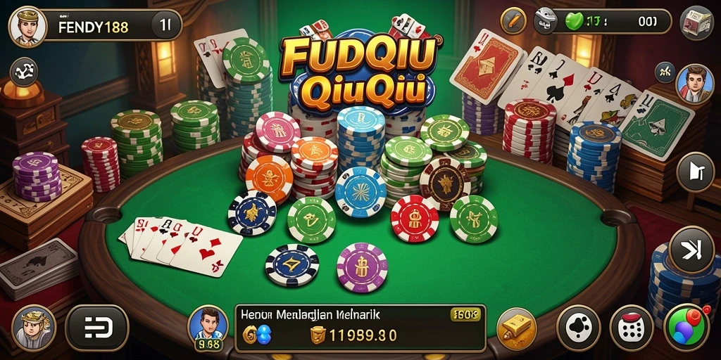 Screenshot FENDY188 menampilkan gameplay yang menegangkan dalam permainan QiuQiu.