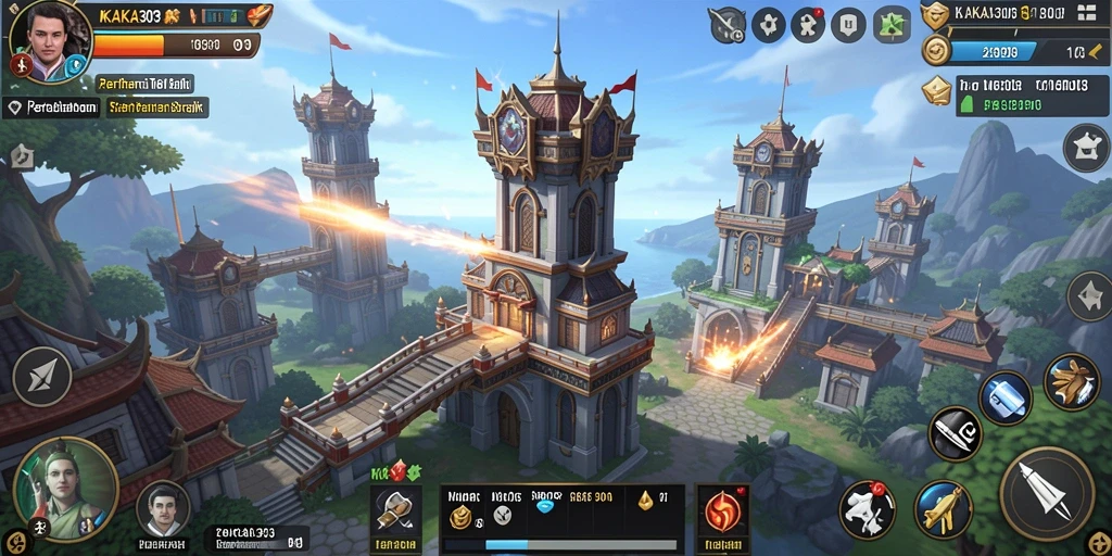 Screenshot KAKA303 menampilkan aksi seru dalam permainan Tower Defense.