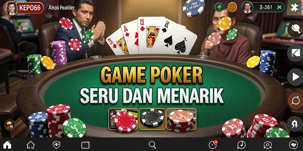 Tampilan seru gameplay poker di KEPO66 yang menarik perhatian.