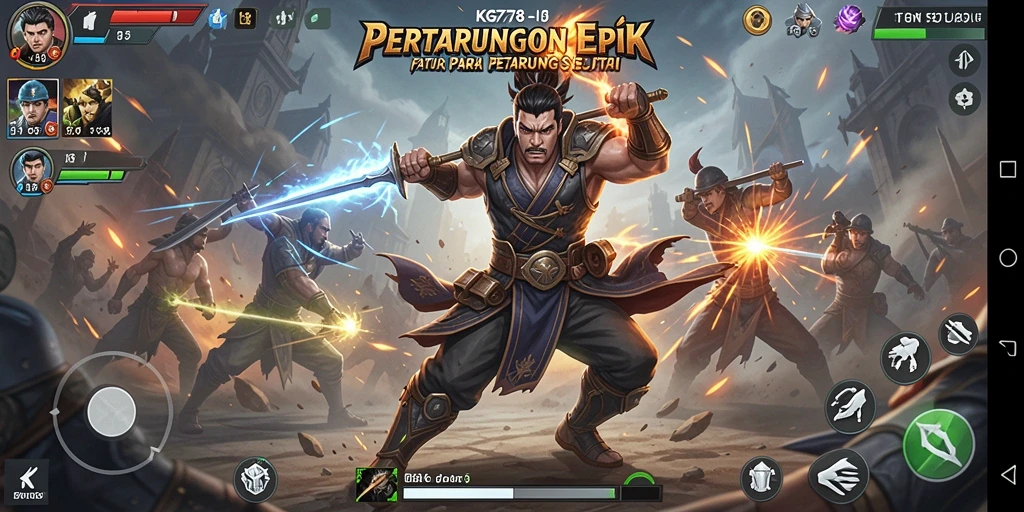 Tangkapan layar dari gameplay pertarungan KG778 yang dinamis.