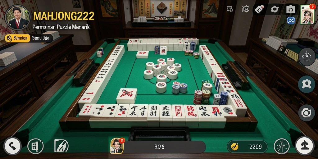 Tampilan seru dari gameplay puzzle MAHJONG222 yang menantang.