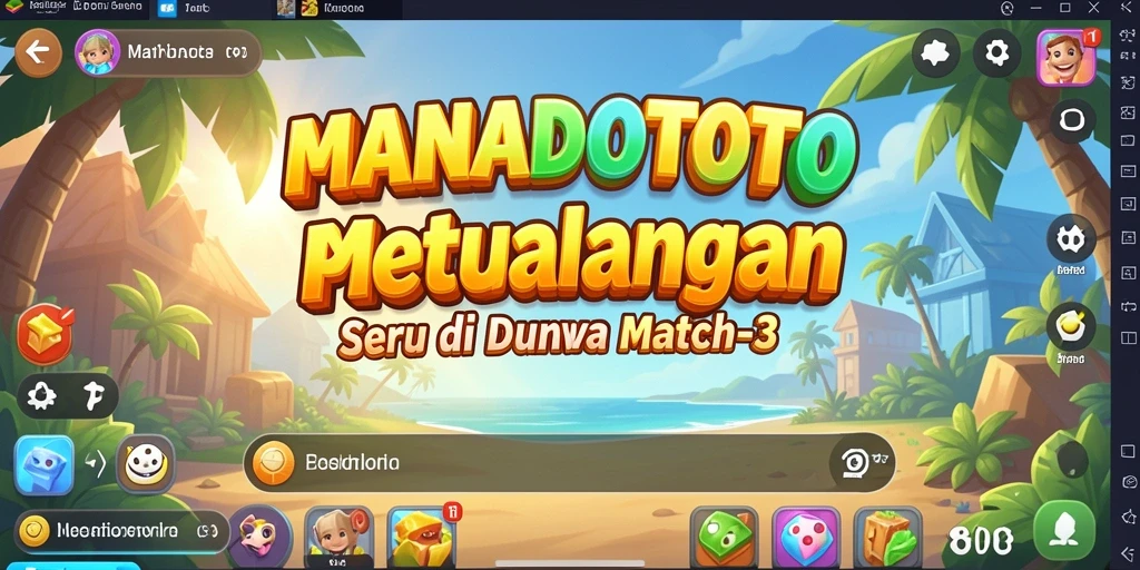 Tampilan seru gameplay MANADOTOTO dengan berbagai elemen Match-3.