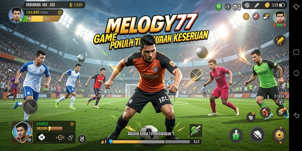Tangkapan layar MELODY77 dengan gameplay olahraga yang intens.