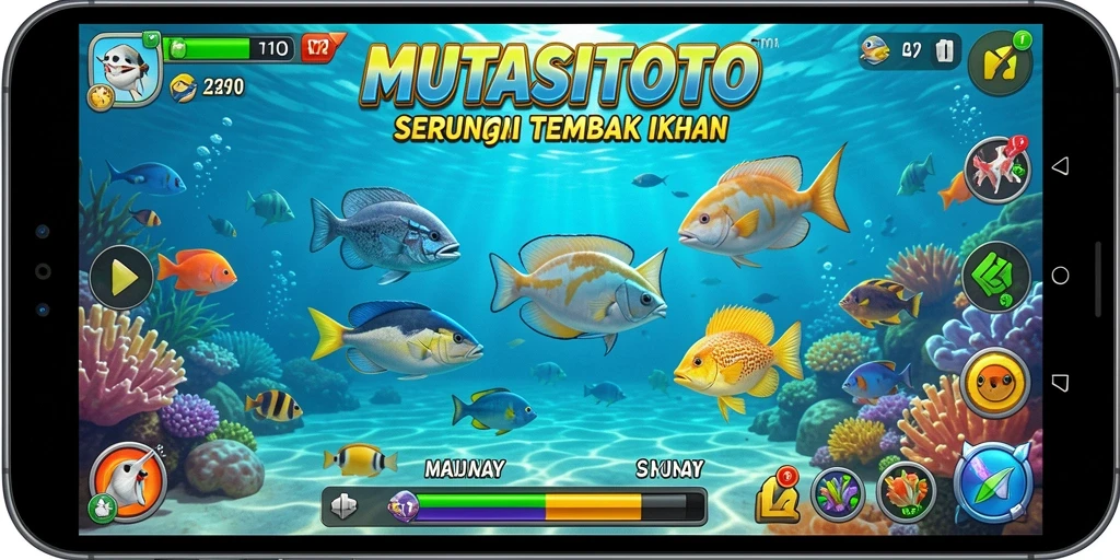Gameplay seru menembak ikan di lautan biru.