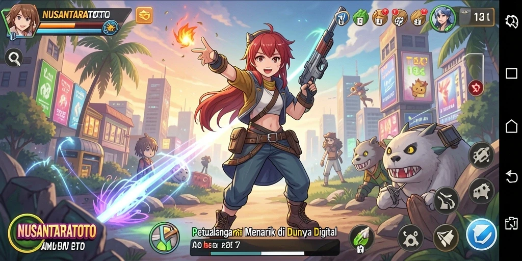 Tampilan gameplay NUSANTARATOTO dengan karakter Anime yang dinamis.