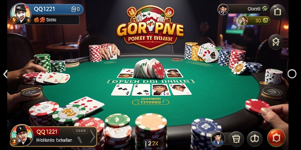 Tampilan gameplay seru di QQ1221 menampilkan keseruan poker.