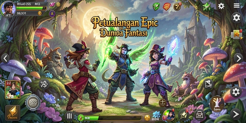 Screenshot utama RK55 menampilkan aksi penuh dalam gameplay RPG yang mendebarkan.