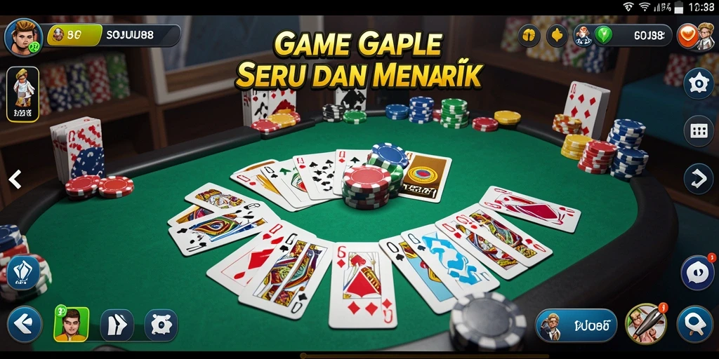 Screenshot gameplay SOJU88 menampilkan suasana seru saat bermain Gaple.